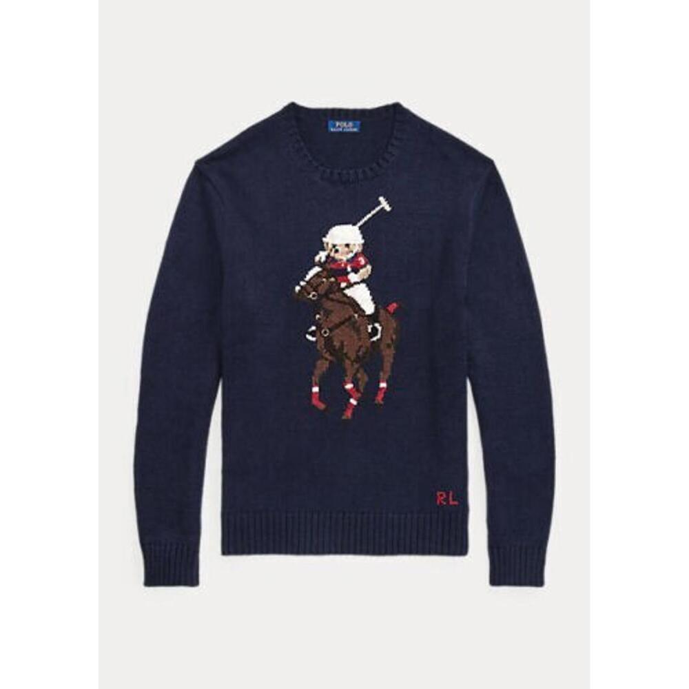 Polo Ralph Lauren $428 Men's Big & Tall  3XLT Bear Big Pony Knit Sweater Navy - Picture 3 of 4